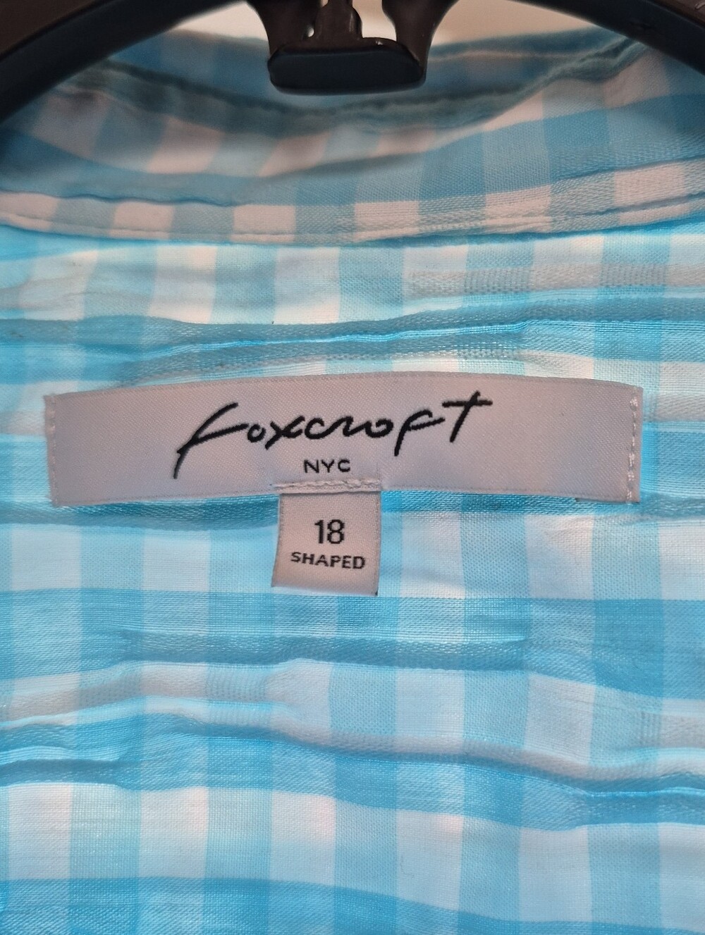 EUC Foxcroft Blue and White Gingham Button-Down Shirt - Picture 2 of 5